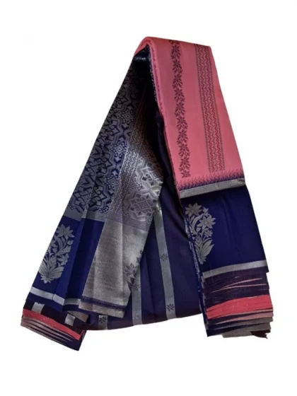 Women's Soft Silk?Wooven Saree With Unstitched Blouse 5.5Mtr (Pink)