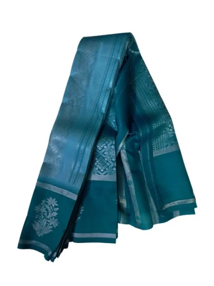 Women's Soft Silk?Wooven Saree With Unstitched Blouse 5.5Mtr (Teal Blue)