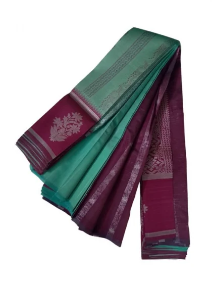 Women's Soft Silk?Wooven Saree With Unstitched Blouse 5.5Mtr (Dark Pista)