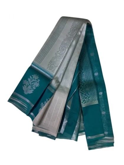 Women's Soft Silk?Wooven Saree With Unstitched Blouse 5.5Mtr (Silver)