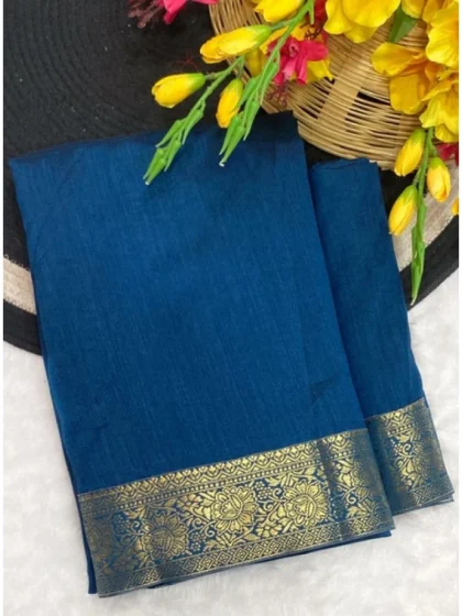 Women's Vichitra Silk Printed Saree With Unstitched Blouse 5.5Mtr?(Rama)