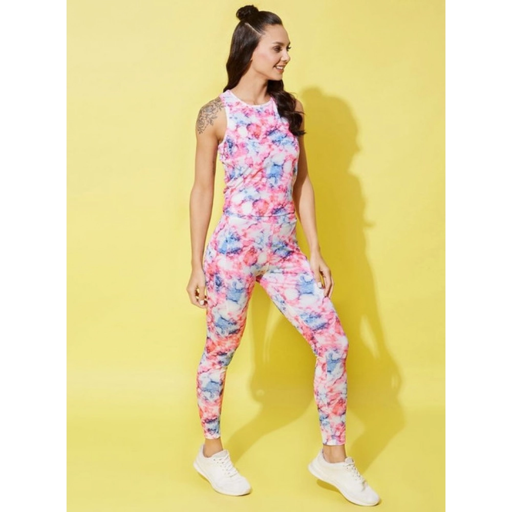 Women's Polyester Lycra Printed Sleeveless Active Wear (Multicolor) - Image 3