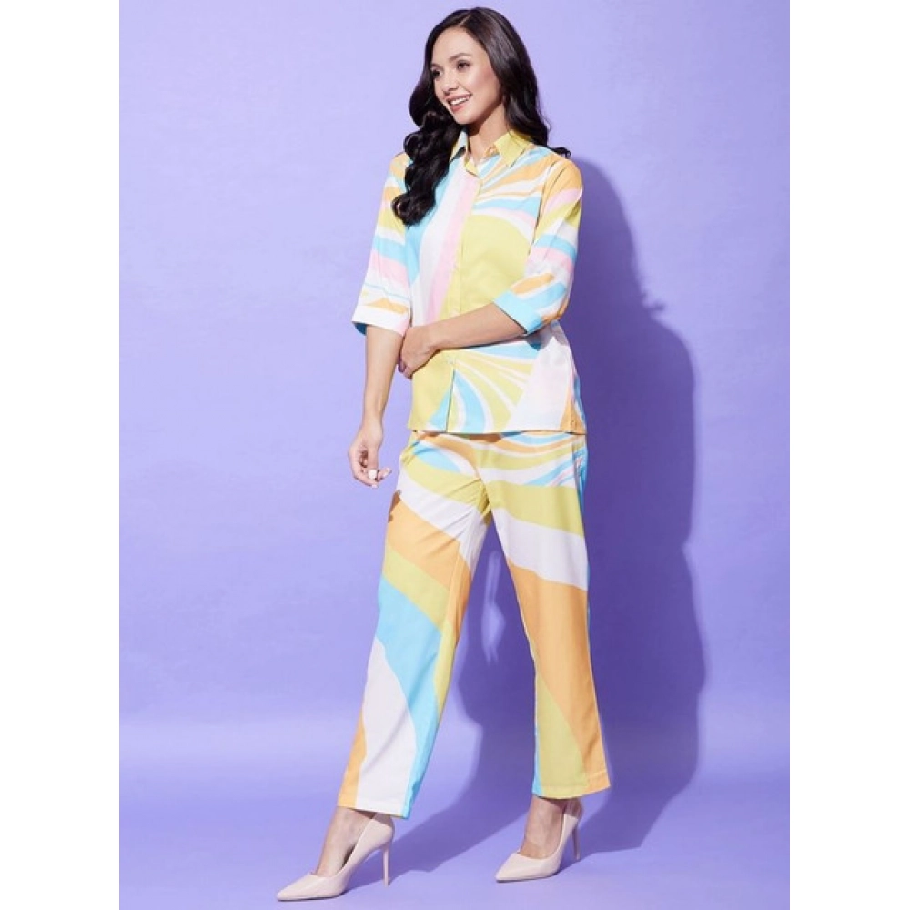 Women's Polyester Colour Blocking 3-4th Sleeve Co-Ord Set (Multicolor) - Image 4