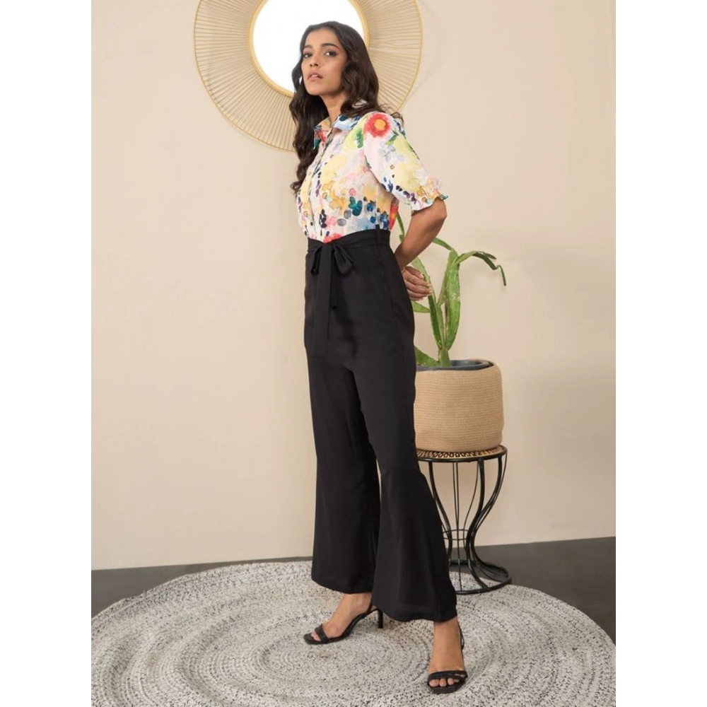 Women's Polyester Floral Half Sleeves Jumpsuit (Multicolor) - Image 2