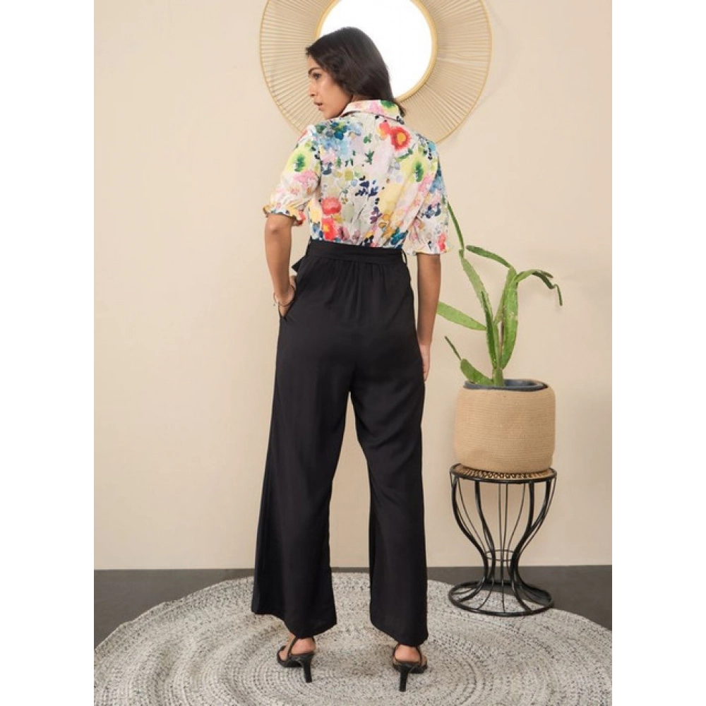 Women's Polyester Floral Half Sleeves Jumpsuit (Multicolor) - Image 3