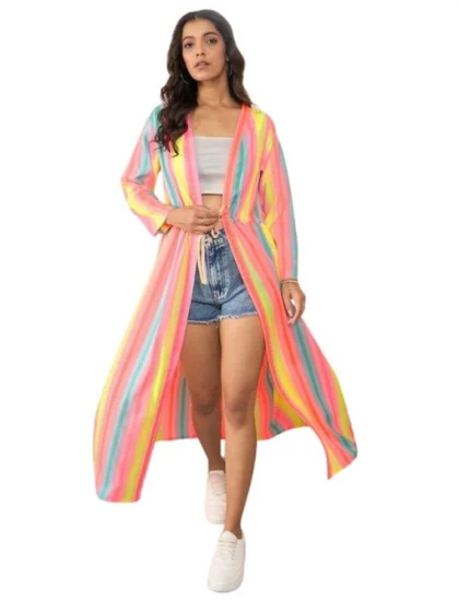 Women's Polyester Crepe Printed Long Sleeves Shrug (Multicolor)