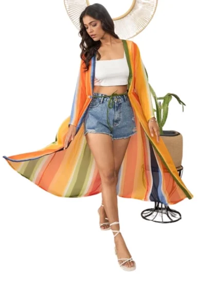 Women's Polyester Crepe Printed Long Sleeves Shrug (Multicolor)