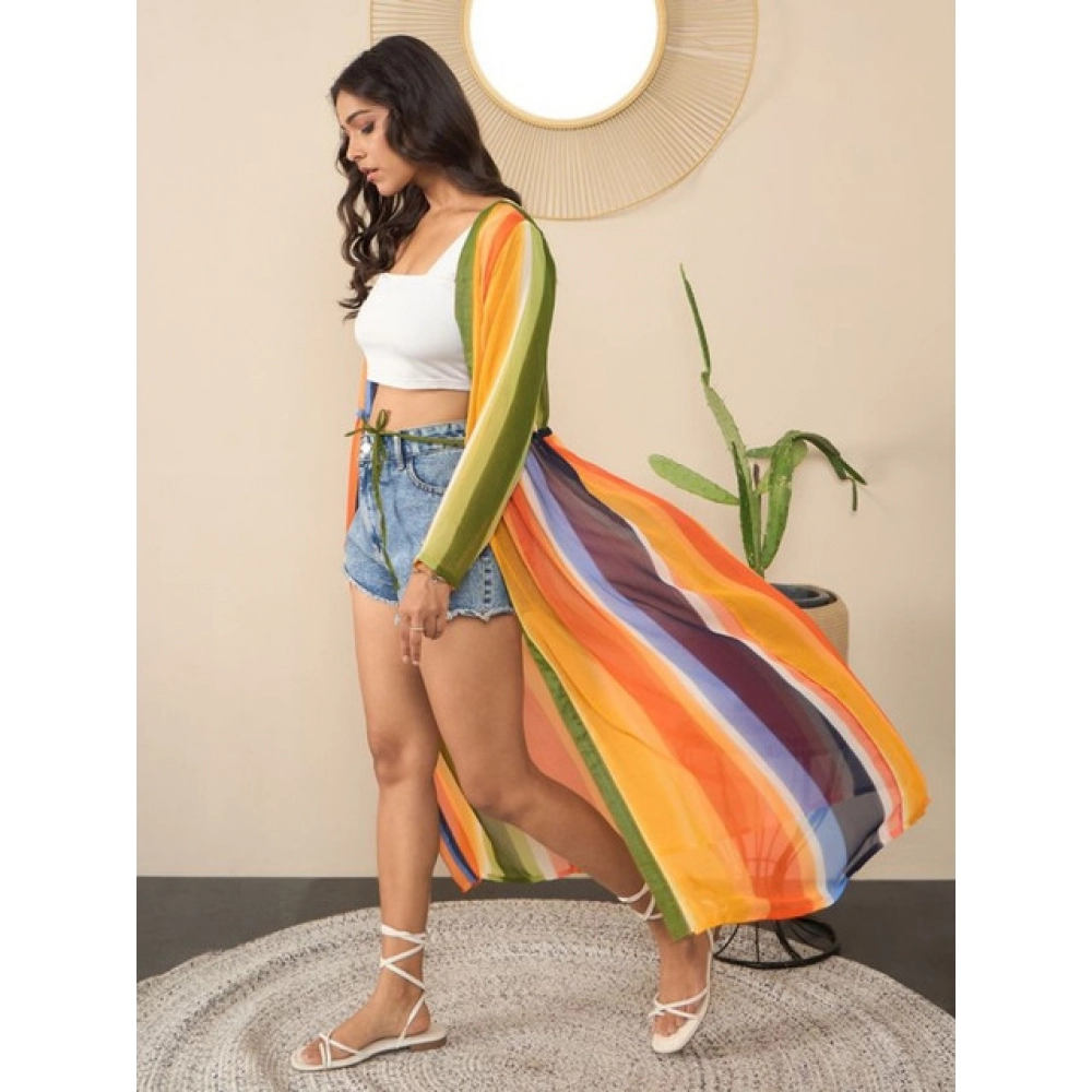 Women's Polyester Crepe Printed Long Sleeves Shrug (Multicolor) - Image 4