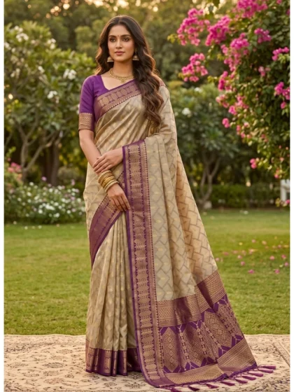 Women's Cotton Printed Saree With Unstitched Blouse 5.5Mtr (Multicolor)