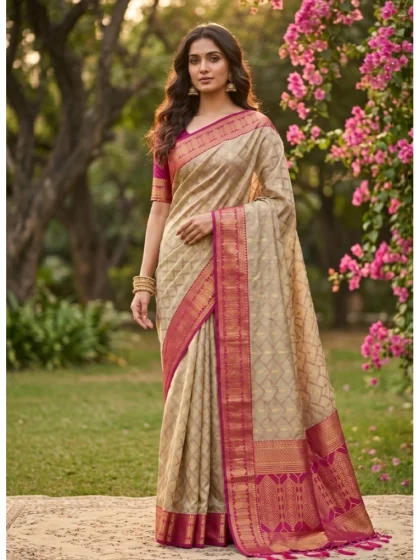 Women's Cotton Printed Saree With Unstitched Blouse 5.5Mtr (Multicolor)