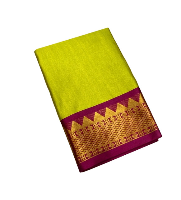 Women's Cotton Silk Striped Saree With Unstitched Blouse - 5.5 Mtr (Light Green-Purple) - Image 2