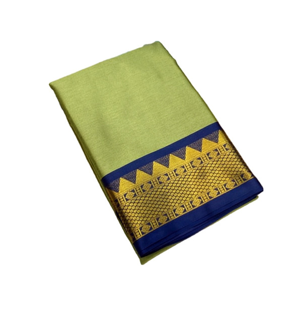 Women's Cotton Silk Striped Saree With Unstitched Blouse - 5.5 Mtr (Pista Green-Blue) - Image 2