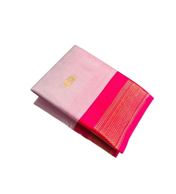 Women's Cotton Silk Solid Saree With Unstitched Blouse - 5.5 Mtr (Pink) - Image 2