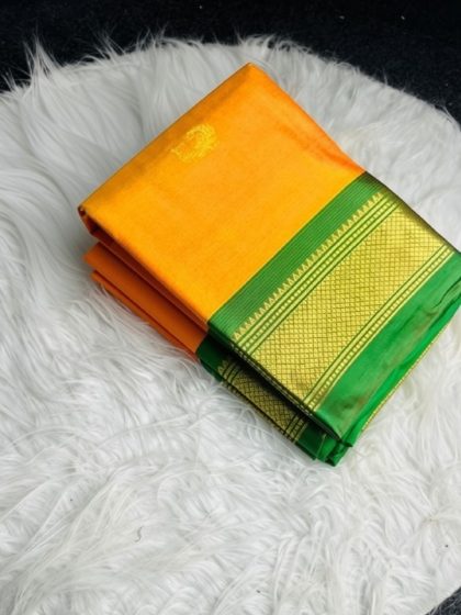 Women's Cotton Silk Solid Saree With Unstitched Blouse - 5.5 Mtr (Yellow-Green)